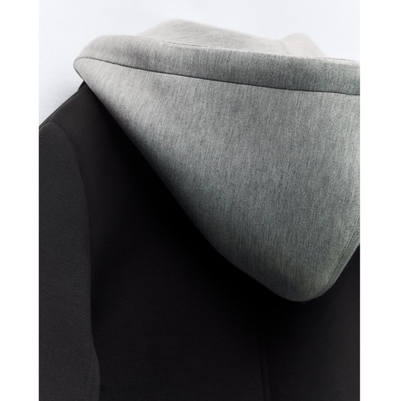 Zara CONTRASTING COAT WITH REMOVABLE HOOD - Picture 15 of 15